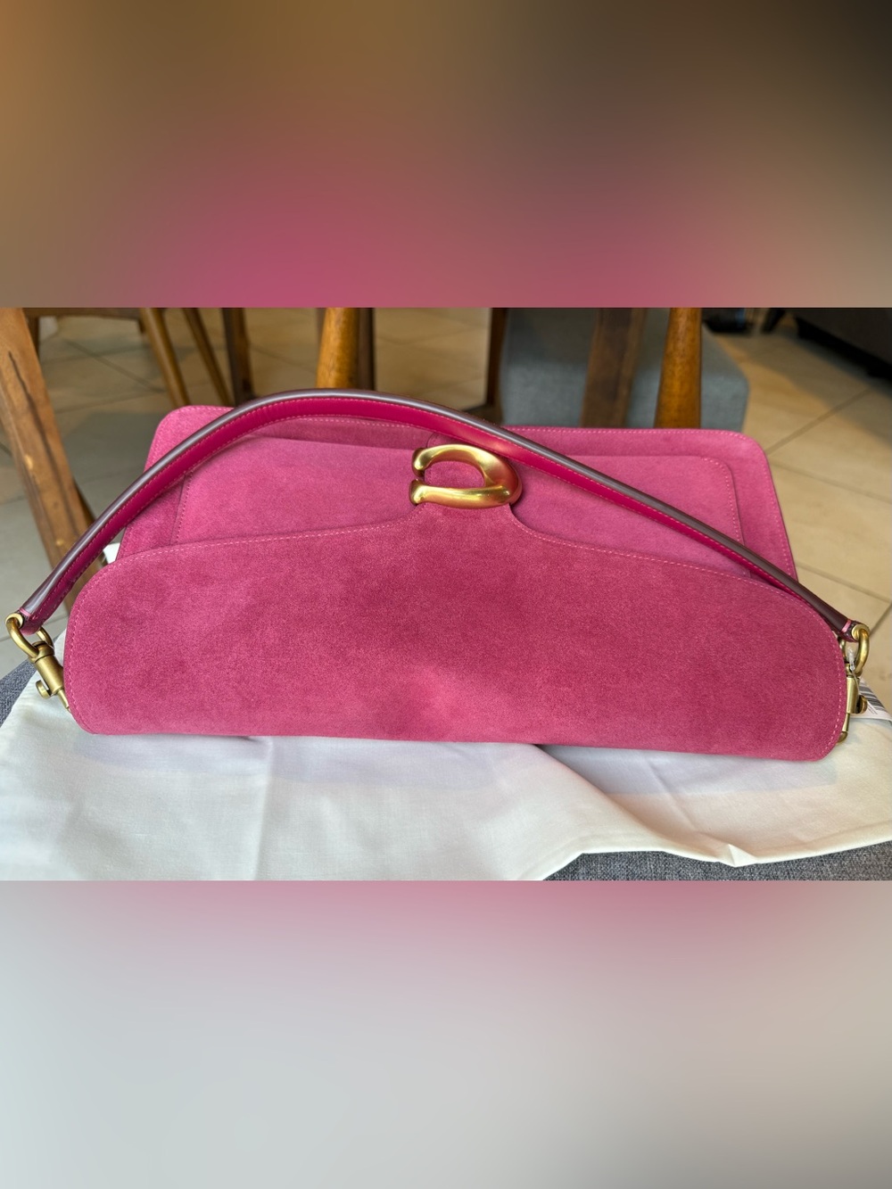 Coach Tabby 36 Fuchsia Pink Suede Shoulder Bag NWT - Picture 3 of 13